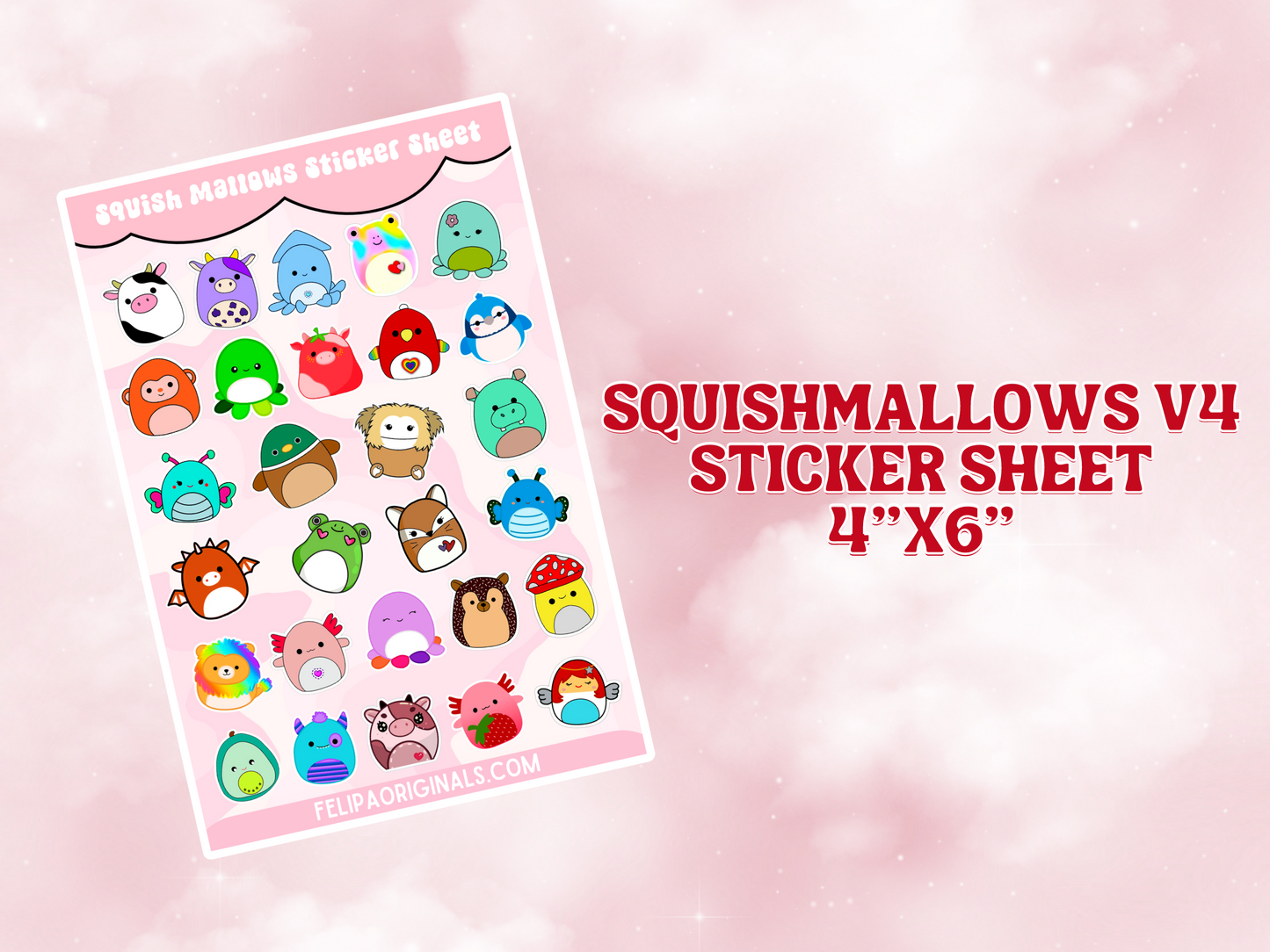 Adorable Squishmallow-Inspired Glossy Sticker Set Volume 4