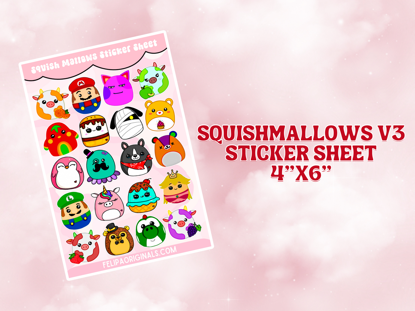 Adorable Squishmallow-Inspired Glossy Sticker Set Volume 3