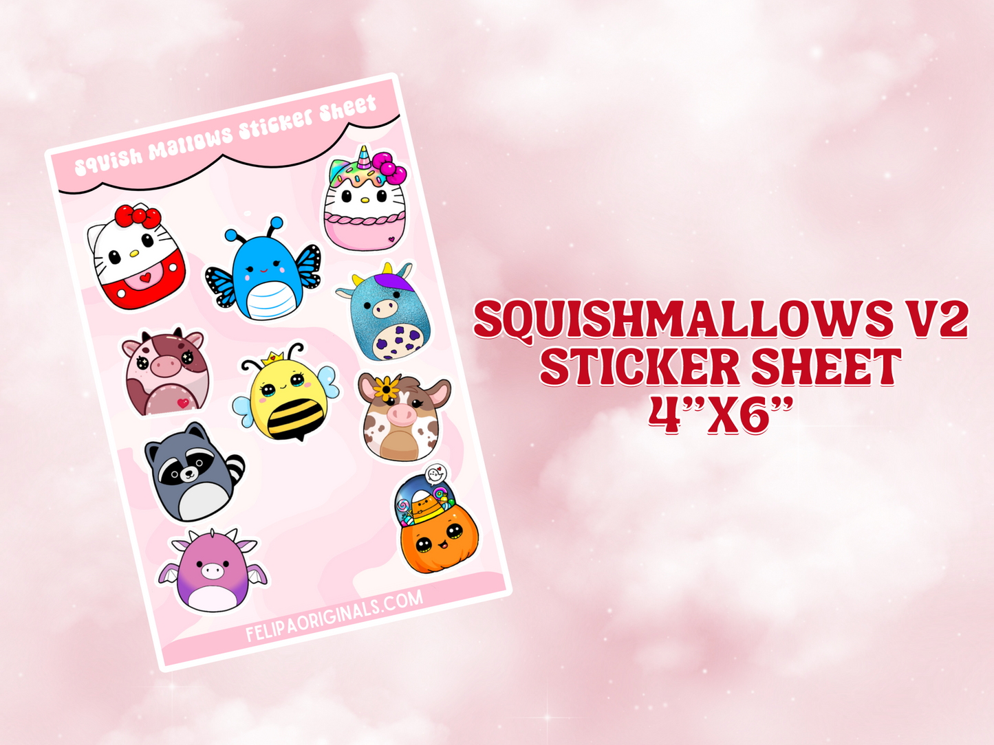Adorable Squishmallow-Inspired Glossy Sticker Set Volume 2