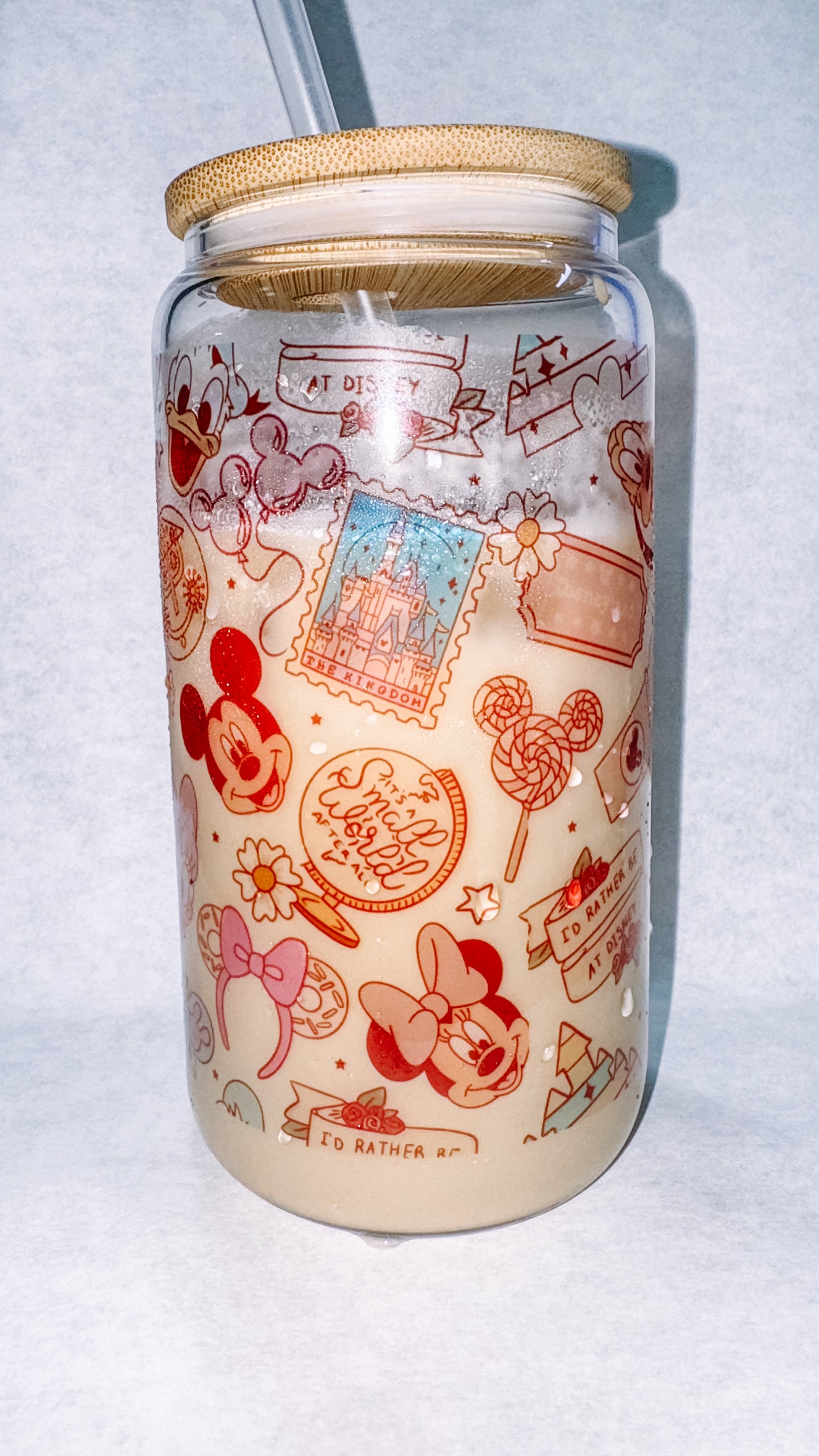 I’d Rather be at Disn Soft Design 16oz glass can cup