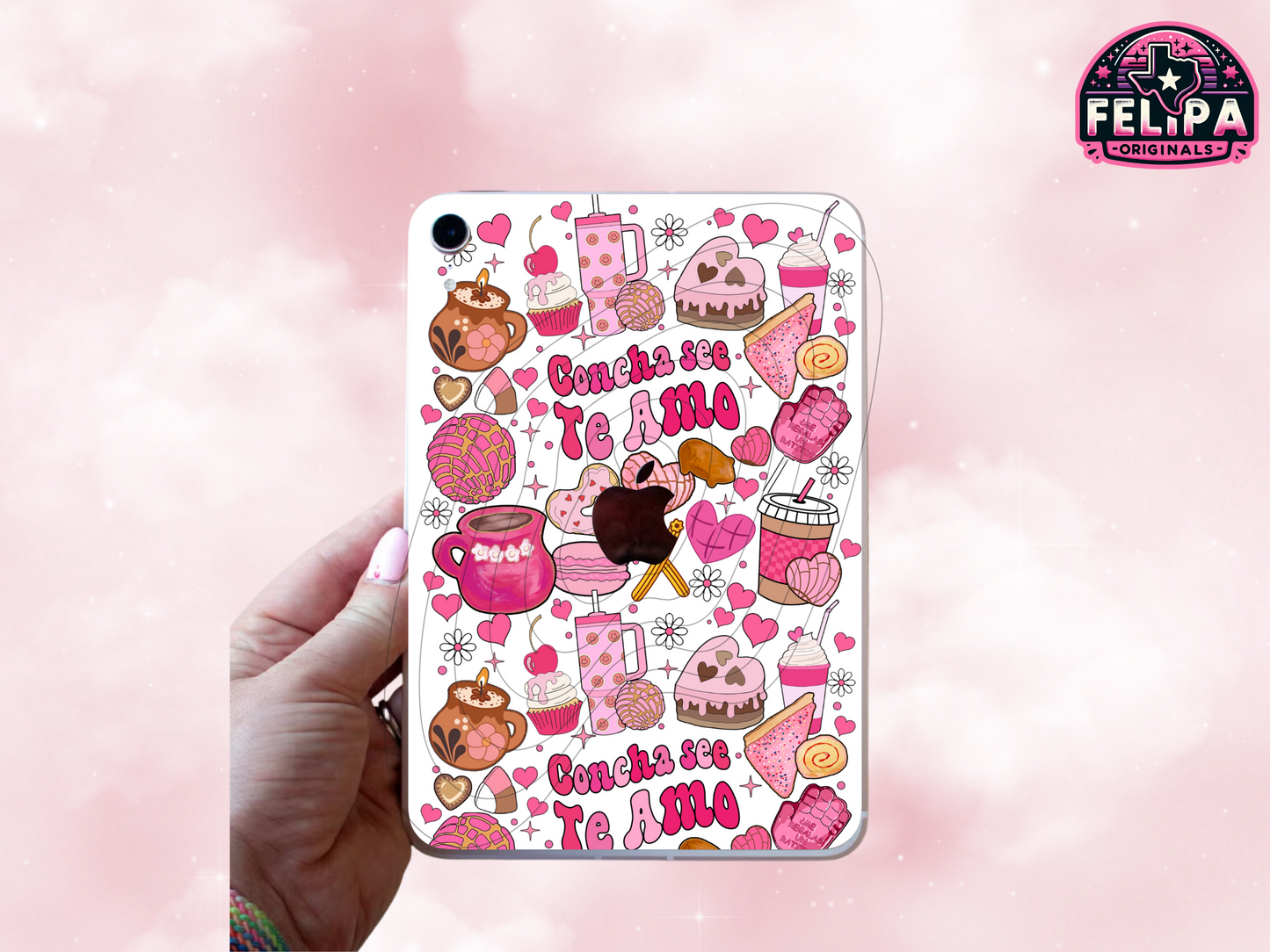 Concha See Te Amo iPad Mini Insert | Sweet Valentine’s Day Accessory for Pan Dulce Lovers