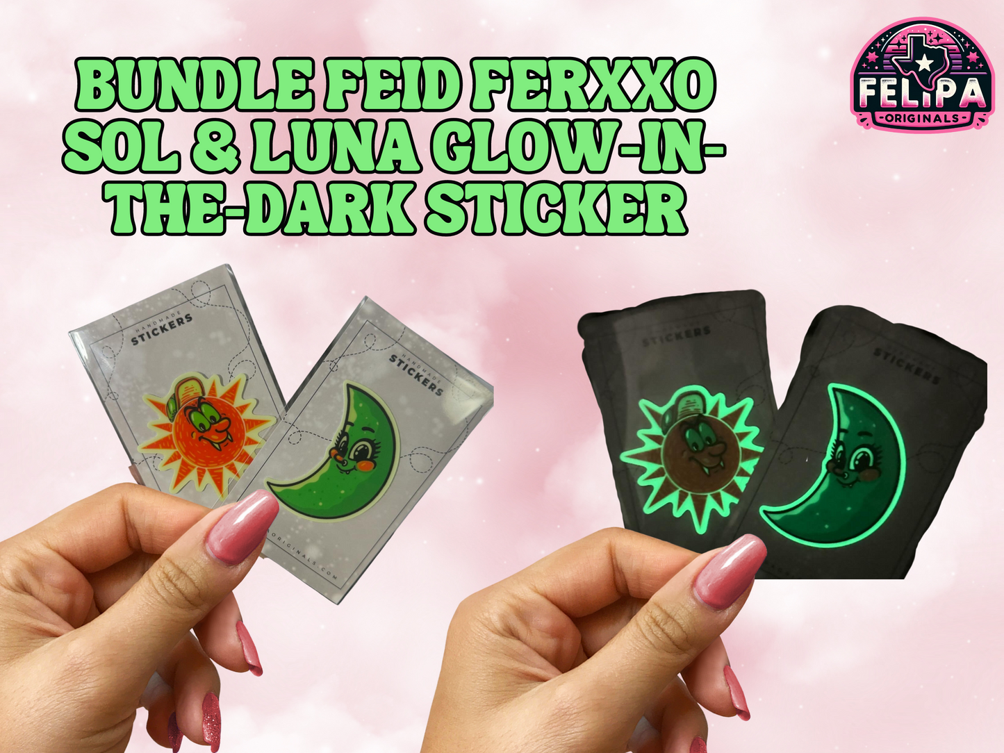 Bundle Ferxxo Feid Sol and Luna Glow In the Dark 2.5"x2.5" Sticker Bundle