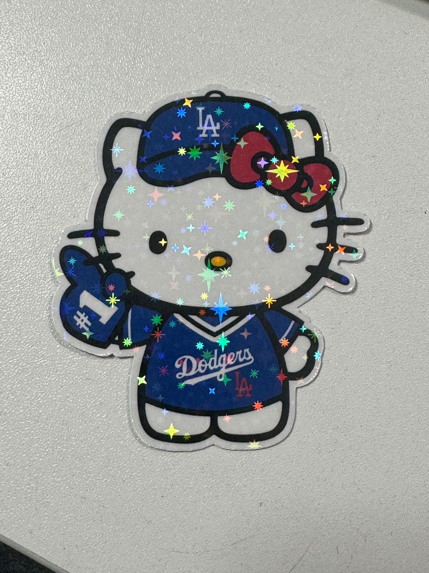Dodger Kitty Holographic Sticker | 2.5”x2.5” Waterproof Laminated | Perfect Gift for baseball fans baseball season LA Los Angele Baseball