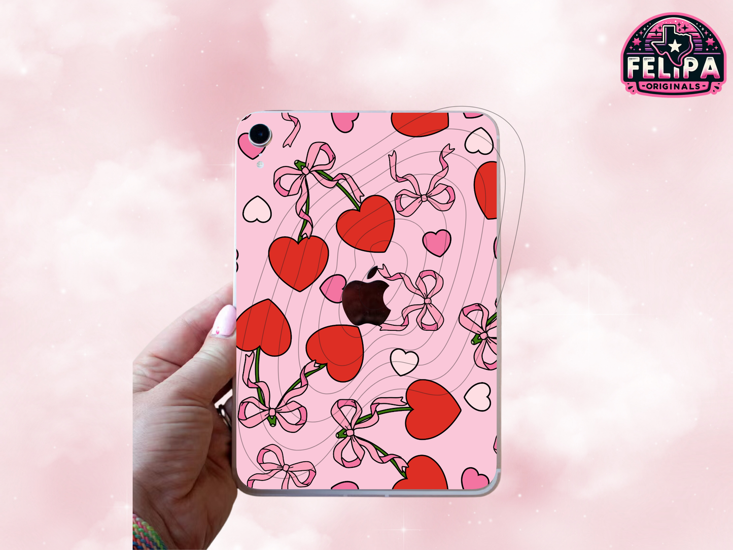 Valentine’s Day iPad Mini Insert - Heart & Ribbon Design | Bookish Gift for Book Lovers