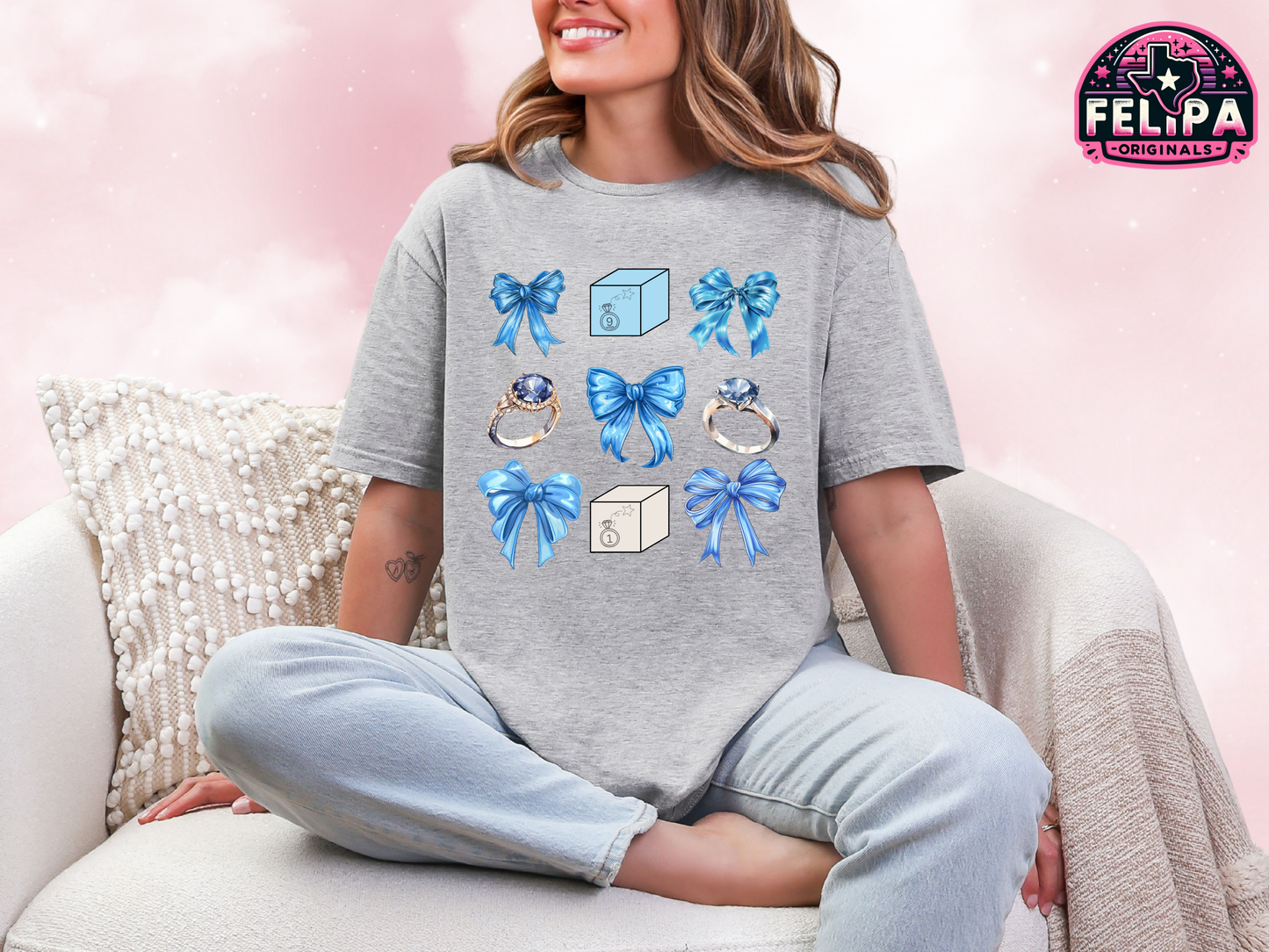 "Bows, Bling & Bombs" Tee – Bomb Party Rep Inspired Shirt on Heather Gray Gildan