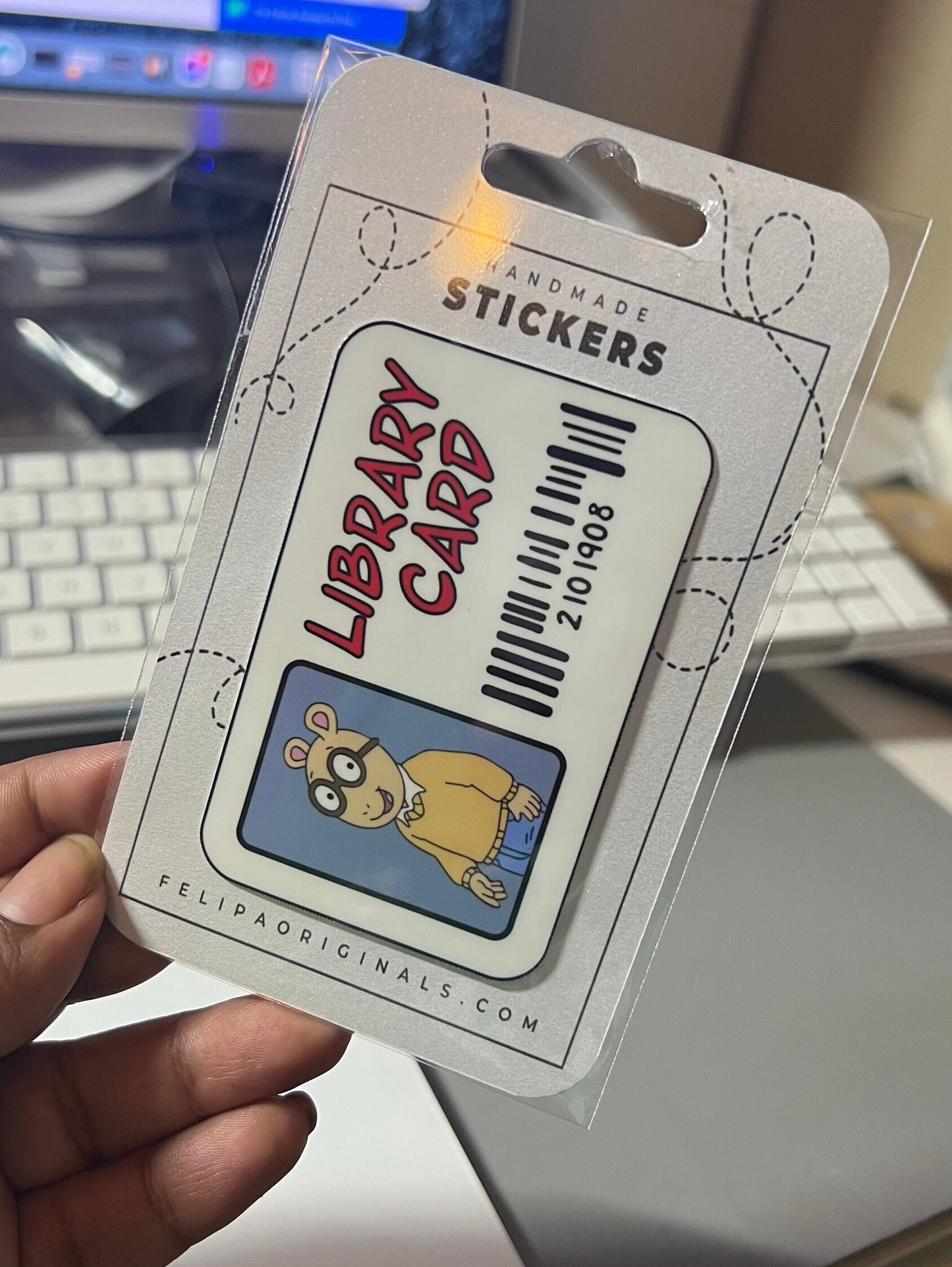 Everyone's Favorite Aardvark Arthur Library Card Sticker 3” Waterproof Sticker