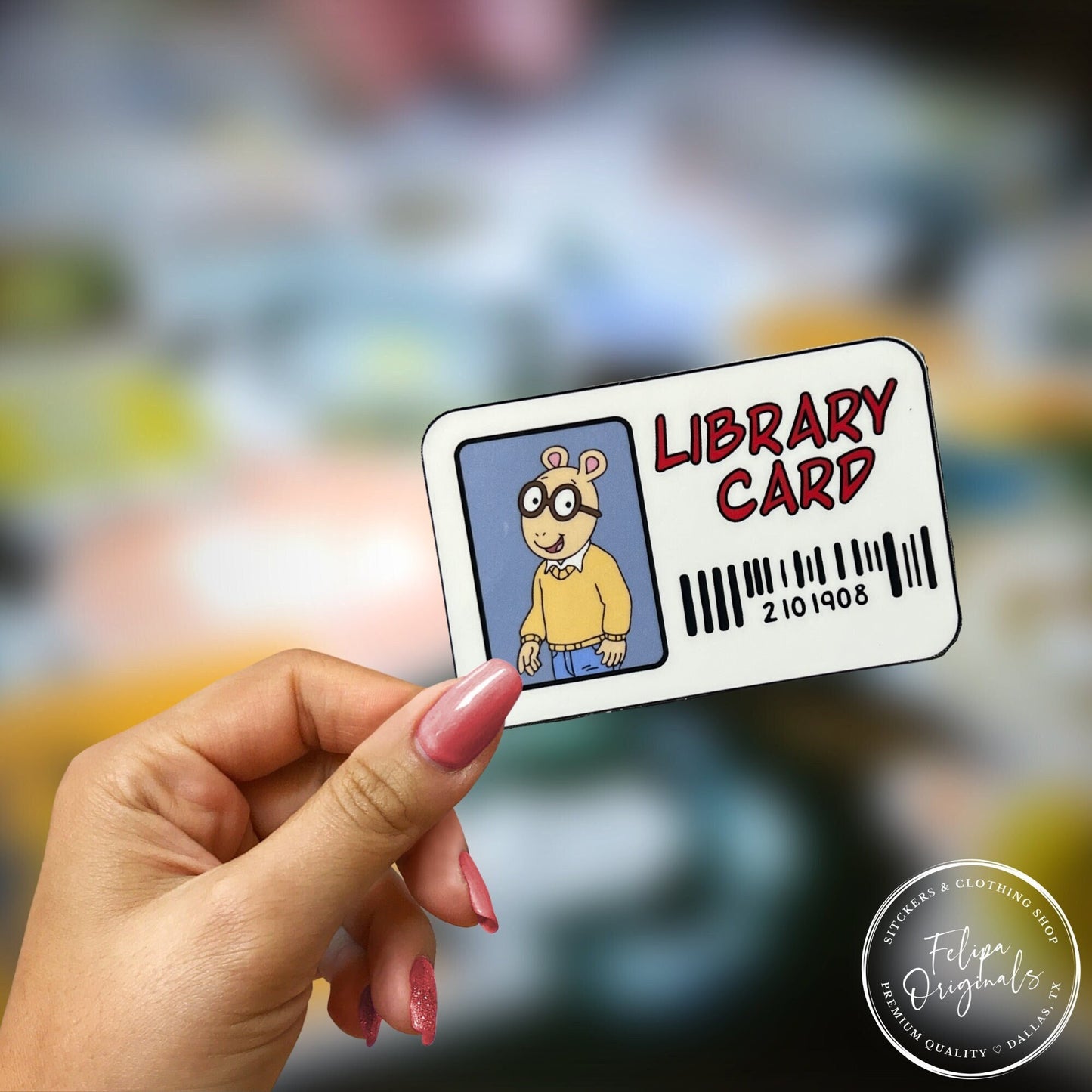 Everyone's Favorite Aardvark Arthur Library Card Sticker 3” Waterproof Sticker