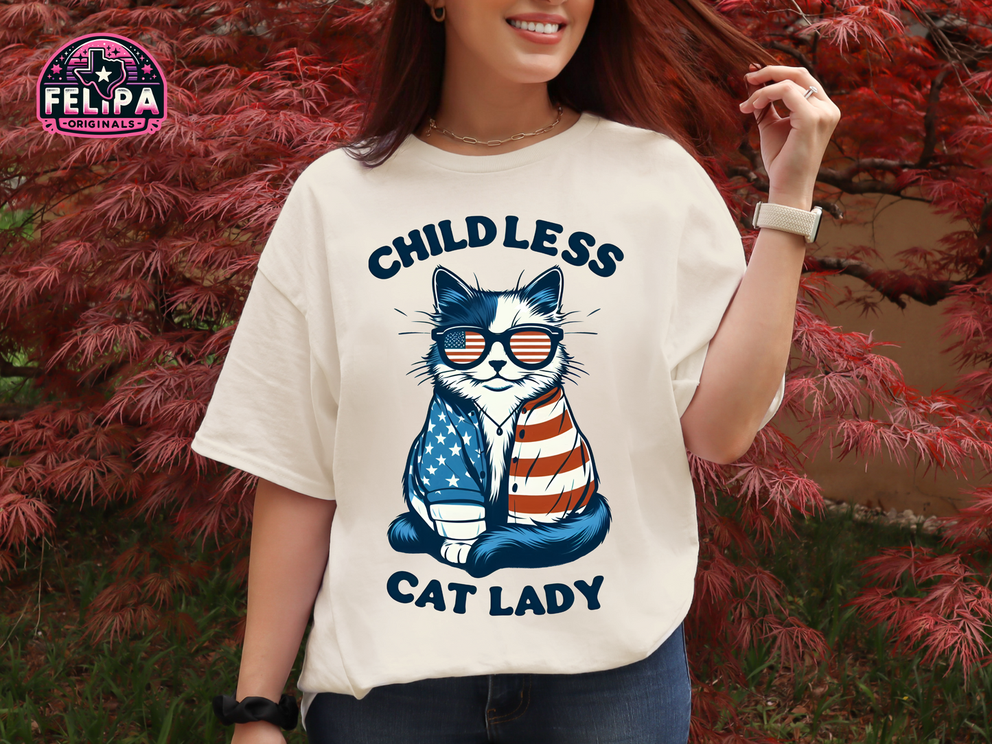 Patriotic Childless Cat Lady Tee 🐱🇺🇸