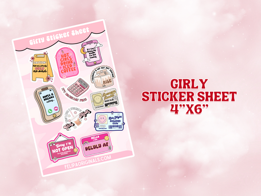 Girly Delights 4"x6" Glossy Waterproof Sticker Sheet - Adorable Accessory Decals