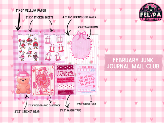 February Junk Journal Mail Club – Valentine Junk Journal & Planner Kit ($10, Free Shipping)
