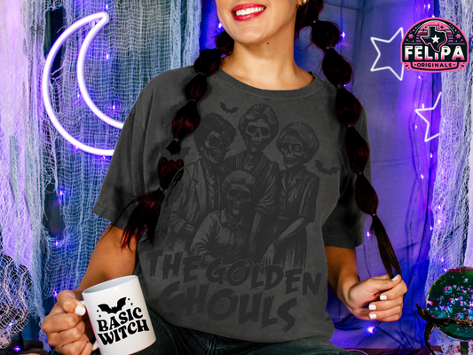 The Golden Ghouls Tee – Horror Mashup Retro Vibes on Comfort Colors