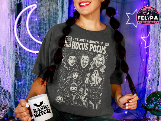 It’s Just a Bunch of Hocus Pocus Tee – Vintage Halloween Style on Comfort Colors