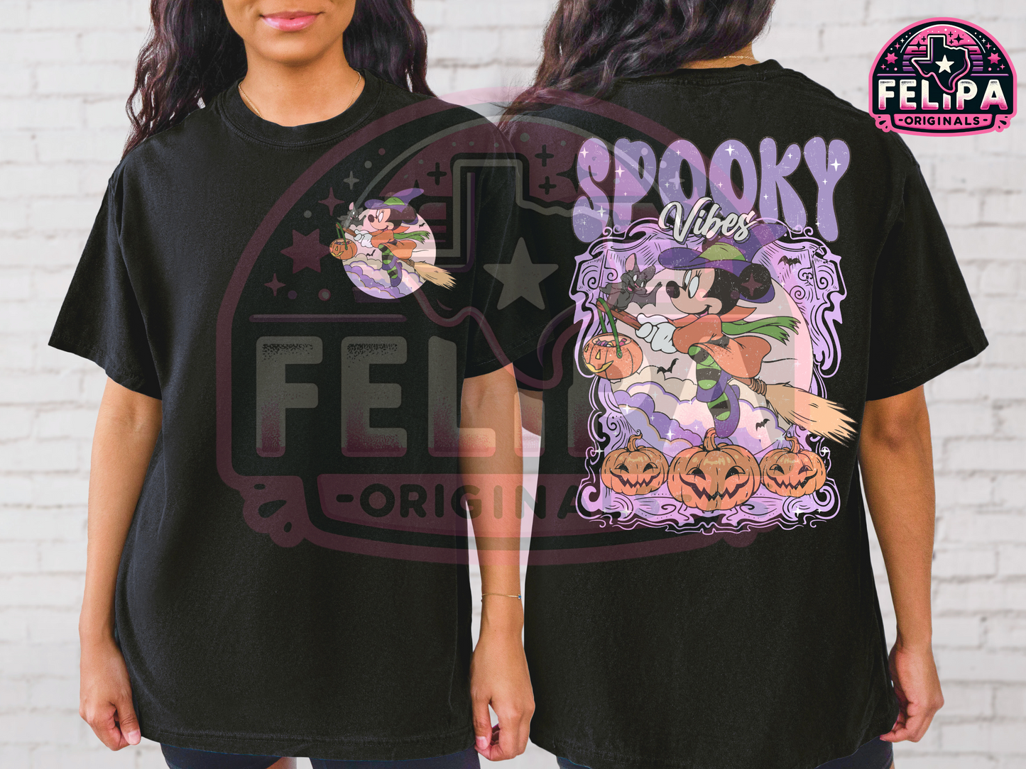 Minnie’s Spooky Vibes Halloween Graphic Tee - Gildan 5000 Black