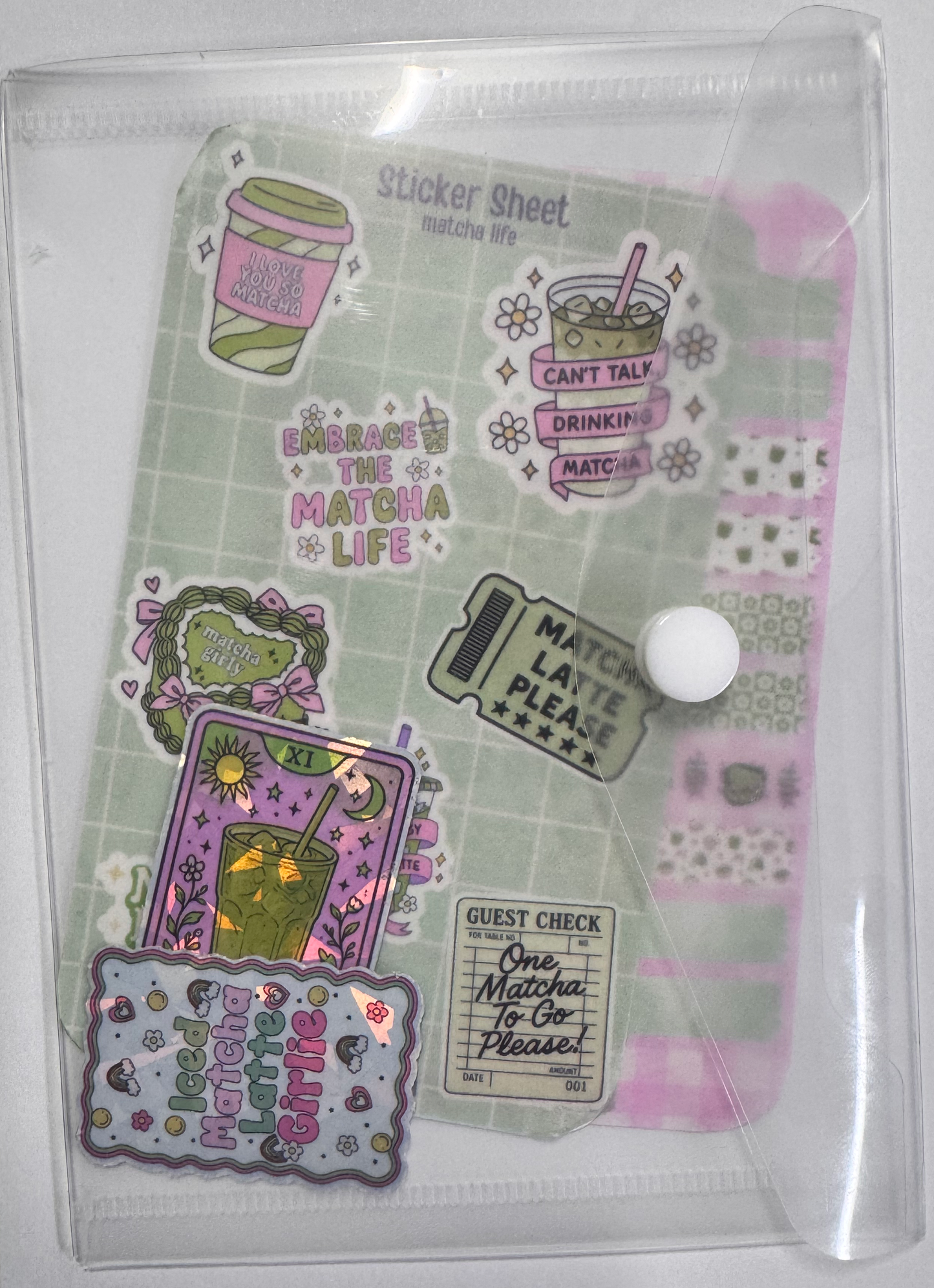 Matcha Life Washi Sticker Sheet Set – Aesthetic Matcha Planner Kit (Hobonici, Midori, etc)